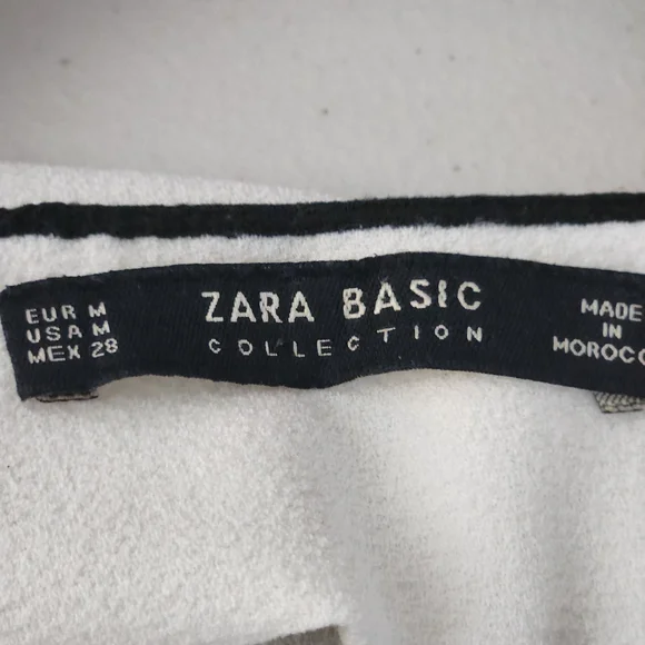 Zara White Blouse with Black Piping-Size M - Picture 7 of 7